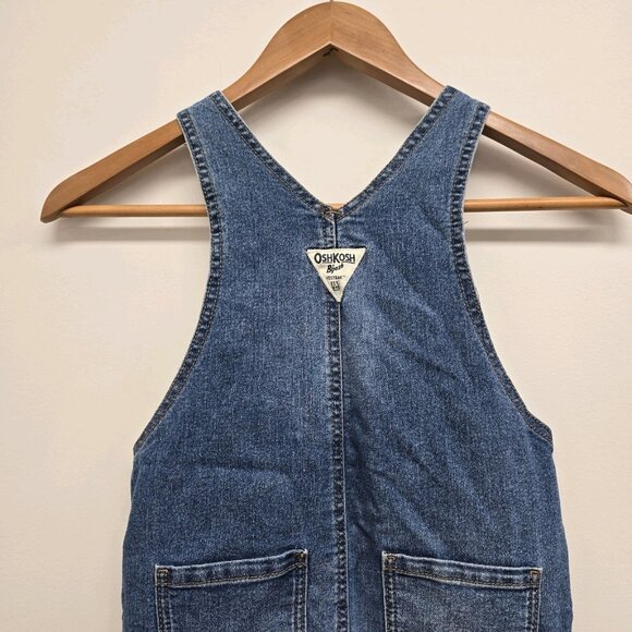 Oshkosh Denim Blue Jean Bib Overalls Toddler Size 5T Floral Ruffles Adjustable - Picture 6 of 9